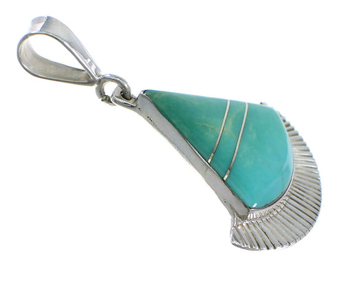 Genuine Sterling Silver and Turquoise Inlay Southwestern Pendant Jewelry VX55674